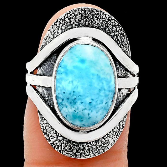 Larimar (Dominican Republic) Ring size-6.5 EXR01089 R-1402, 10x14 mm