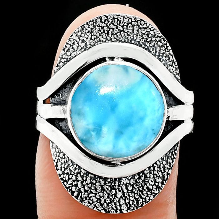 Larimar (Dominican Republic) Ring size-8 EXR01091 R-1402, 11x11 mm