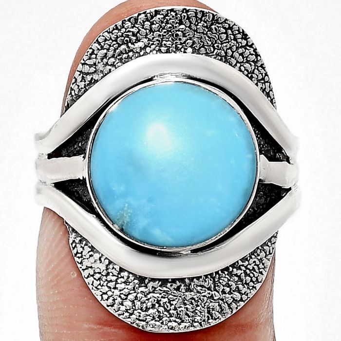 Natural Rare Turquoise Nevada Aztec Mt Ring size-8 EXR01104 R-1402, 12x12 mm