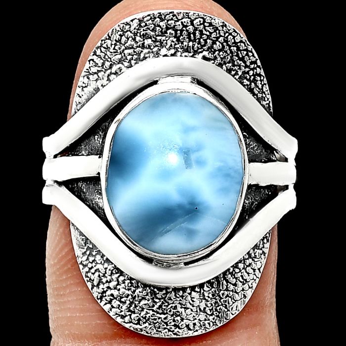 Larimar (Dominican Republic) Ring size-8 EXR01122 R-1402, 10x12 mm