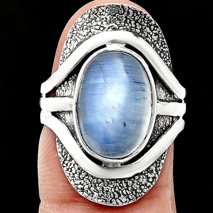 Rainbow Moonstone Ring size-7 EXR01126 R-1402, 10x14 mm