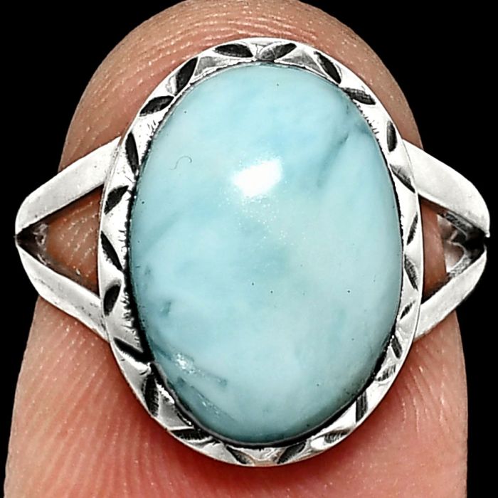 Larimar (Dominican Republic) Ring size-6 EXR01143 R-1074, 10x14 mm