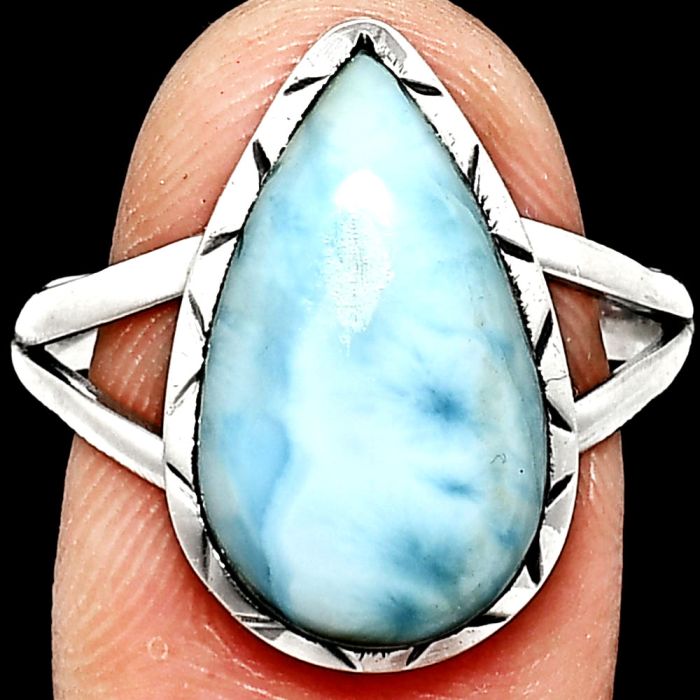 Larimar (Dominican Republic) Ring size-9.5 EXR01144 R-1074, 11x18 mm