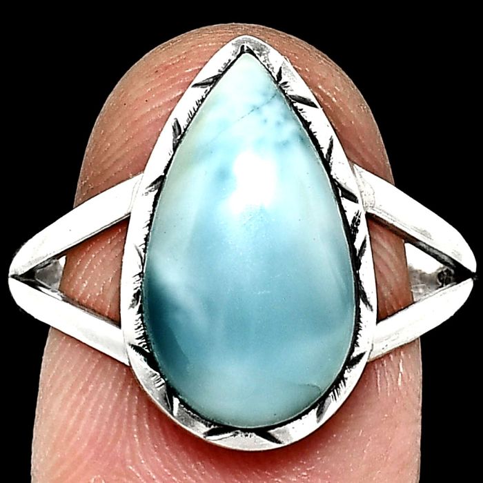 Larimar (Dominican Republic) Ring size-9.5 EXR01145 R-1074, 9x16 mm