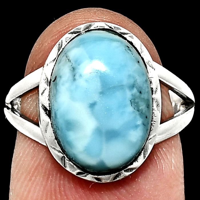 Larimar (Dominican Republic) Ring size-7 EXR01147 R-1074, 10x14 mm