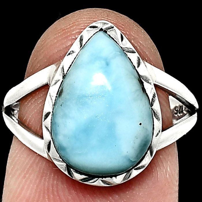 Larimar (Dominican Republic) Ring size-7.5 EXR01149 R-1074, 10x14 mm