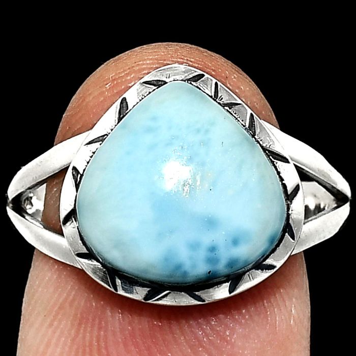 Larimar (Dominican Republic) Ring size-8.5 EXR01150 R-1074, 12x12 mm