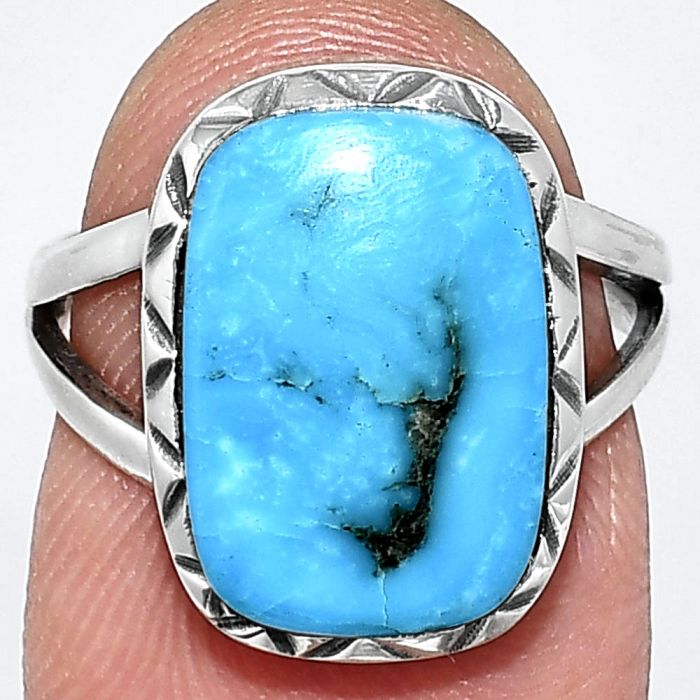 Sleeping Beauty Turquoise Ring size-6 EXR01152 R-1074, 10x15 mm