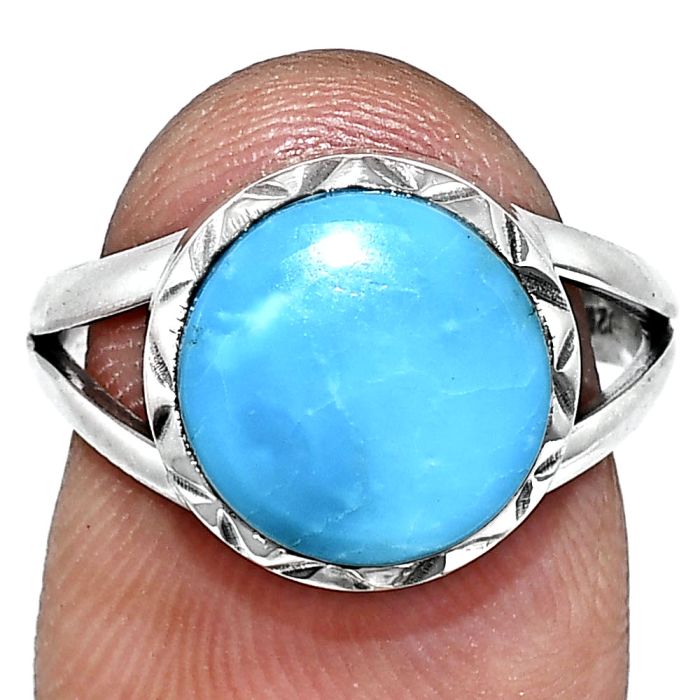 Sleeping Beauty Turquoise Ring size-7 EXR01154 R-1074, 11x11 mm