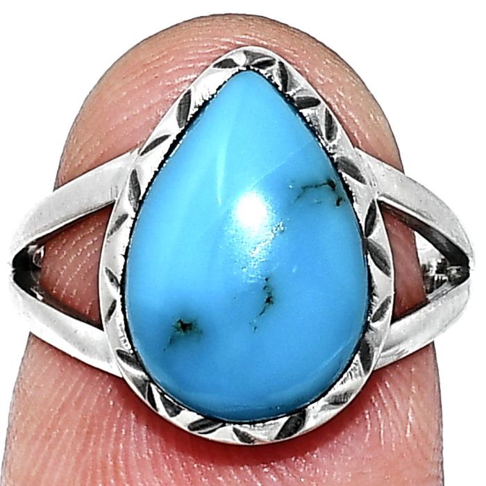 Sleeping Beauty Turquoise Ring size-6 EXR01157 R-1074, 9x13 mm