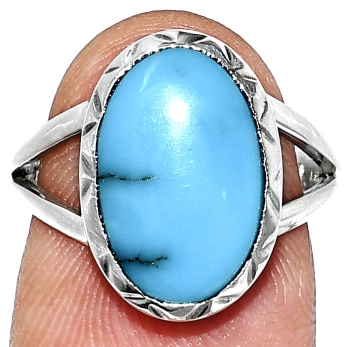 Sleeping Beauty Turquoise Ring size-7 EXR01161 R-1074, 9x14 mm