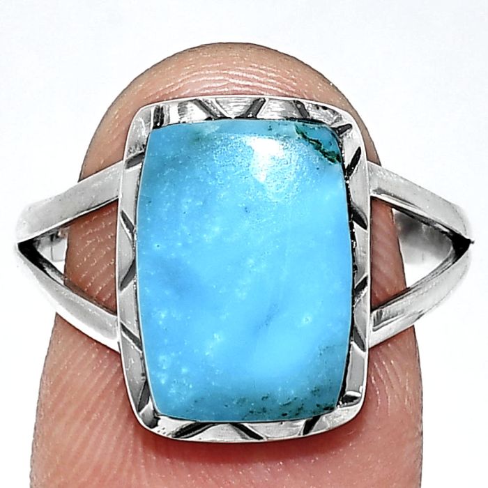 Sleeping Beauty Turquoise Ring size-9 EXR01163 R-1074, 9x13 mm