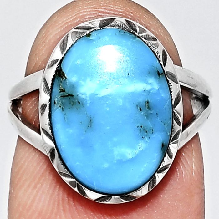 Sleeping Beauty Turquoise Ring size-6 EXR01166 R-1074, 11x15 mm