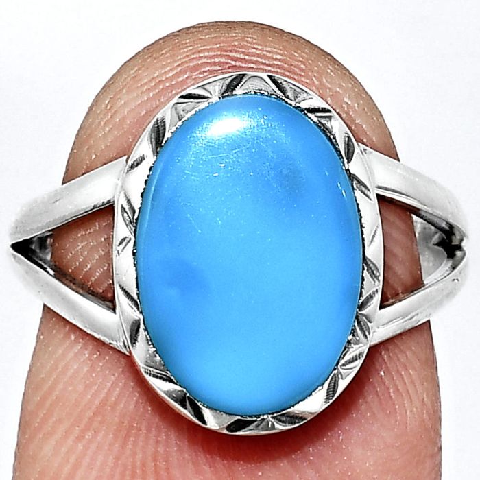 Sleeping Beauty Turquoise Ring size-7 EXR01167 R-1074, 9x13 mm