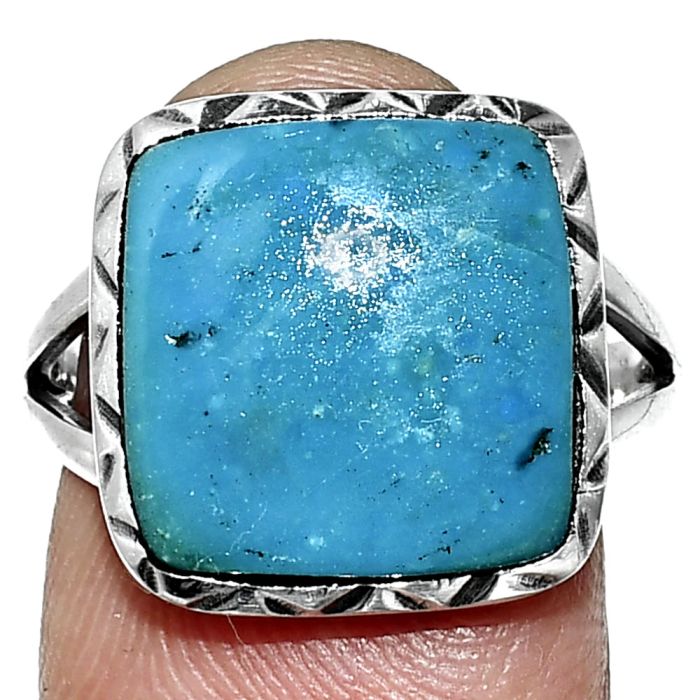 Azurite Chrysocolla Ring size-8 EXR01173 R-1074, 14x14 mm