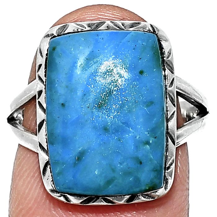 Azurite Chrysocolla Ring size-8 EXR01174 R-1074, 11x16 mm