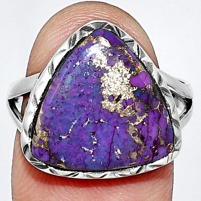 Copper Purple Turquoise Ring size-8 EXR01179 R-1074, 15x15 mm