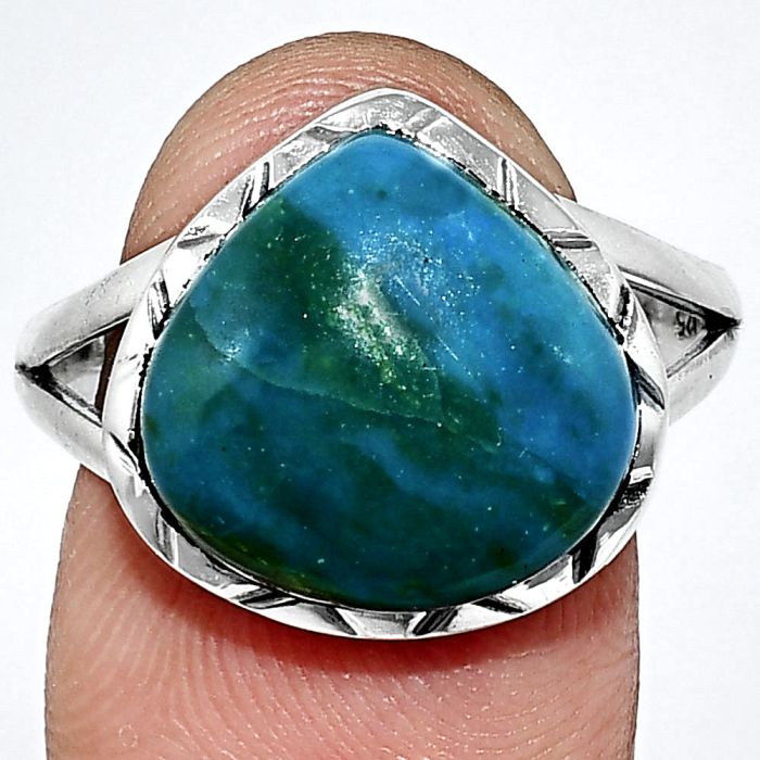 Azurite Chrysocolla Ring size-9.5 EXR01182 R-1074, 14x14 mm