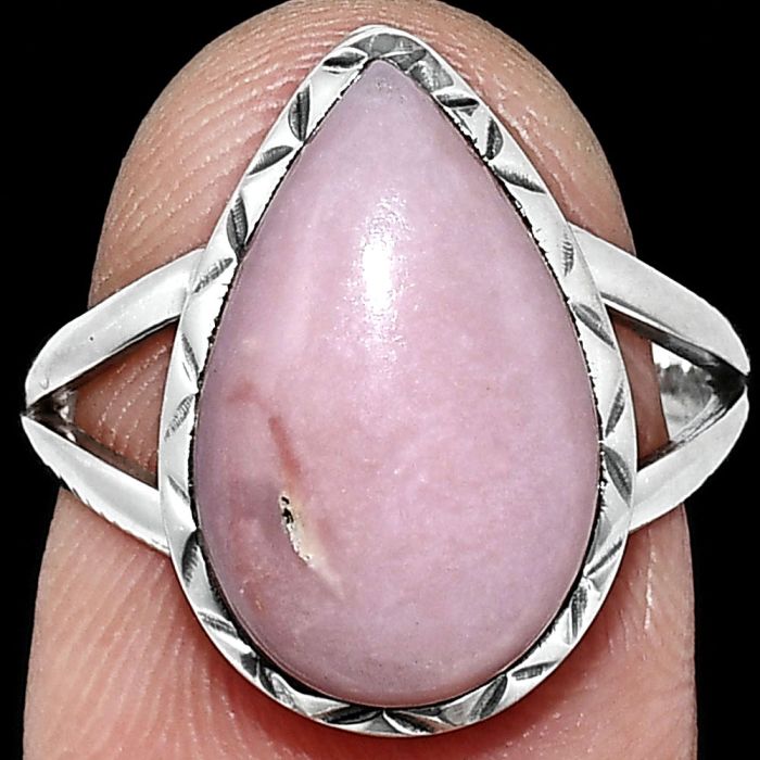 Pink Opal Ring size-7 EXR01192 R-1074, 10x16 mm