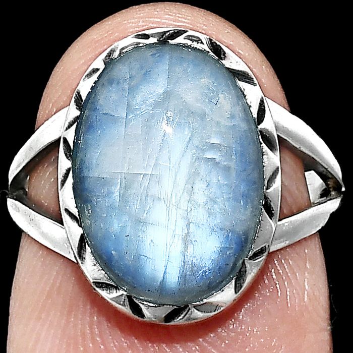 Rainbow Moonstone Ring size-6 EXR01198 R-1074, 10x13 mm