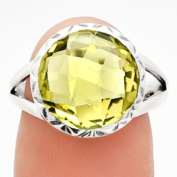 Green Gold Checker Briolette Ring size-8 EXR01218 R-1074, 13x13 mm