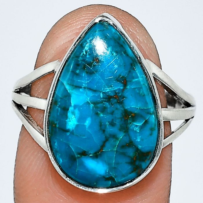 Azurite Chrysocolla Ring size-9 EXR01232 R-1003, 12x18 mm