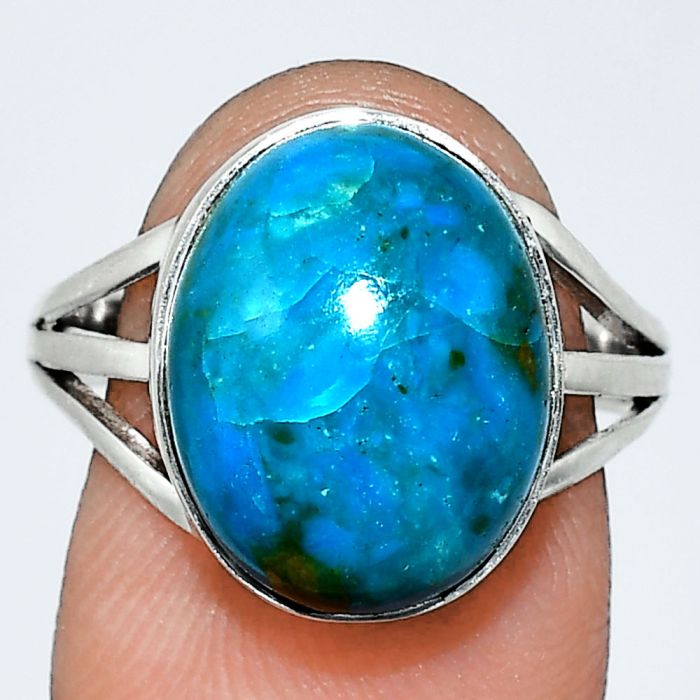 Azurite Chrysocolla Ring size-8.5 EXR01236 R-1003, 12x15 mm