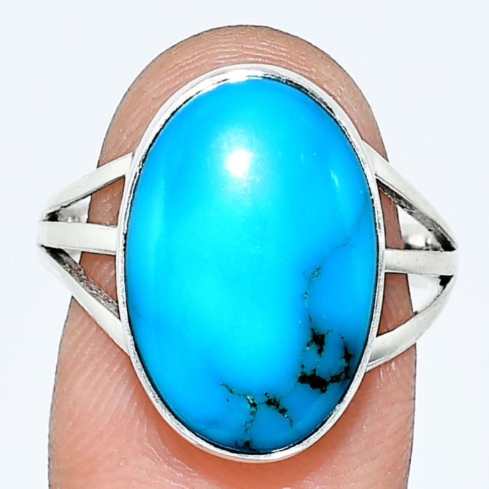 Sleeping Beauty Turquoise Ring size-9 EXR01237 R-1003, 12x18 mm