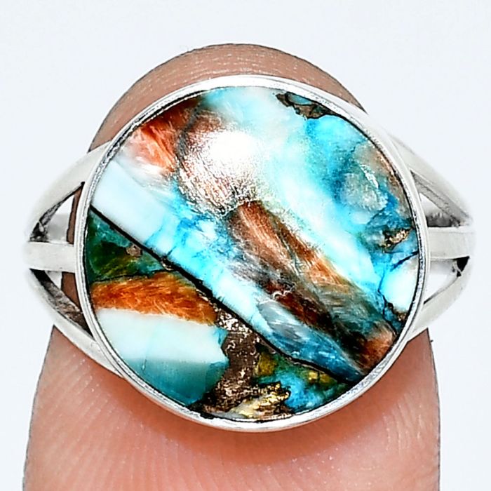 Spiny Oyster Turquoise Ring size-7 EXR01253 R-1003, 14x14 mm