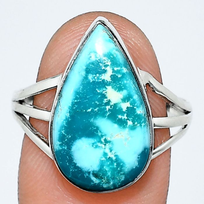 Royston Ribbon Turquoise Ring size-9.5 EXR01256 R-1003, 11x19 mm