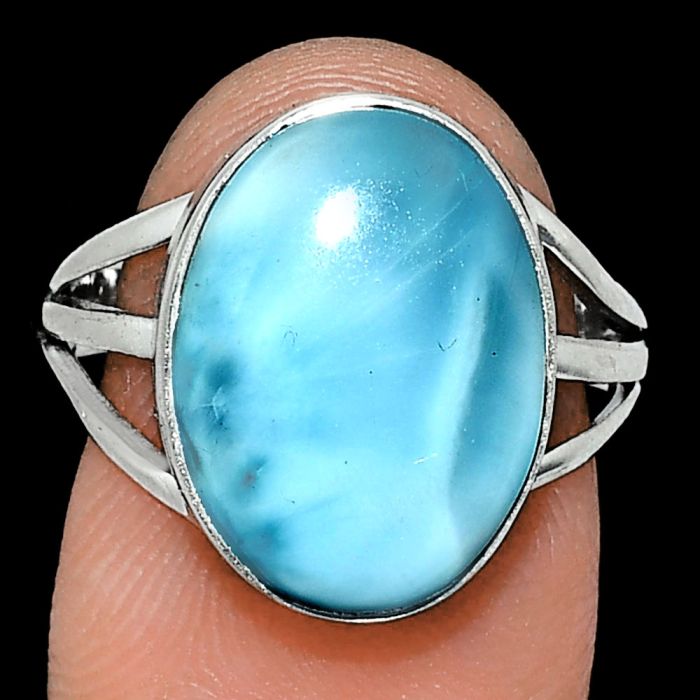 Larimar (Dominican Republic) Ring size-8 EXR01286 R-1003, 11x16 mm