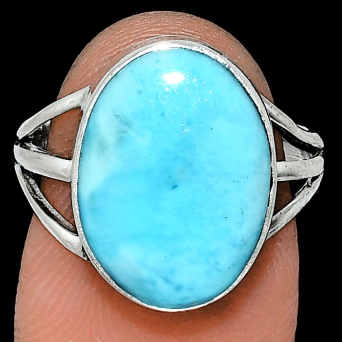 Larimar (Dominican Republic) Ring size-7 EXR01287 R-1003, 12x16 mm