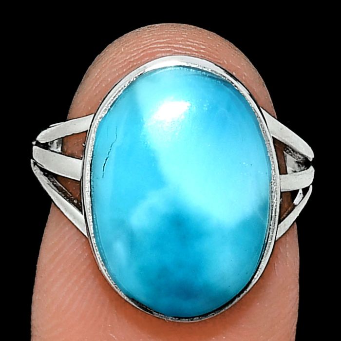 Larimar (Dominican Republic) Ring size-6.5 EXR01289 R-1003, 12x16 mm