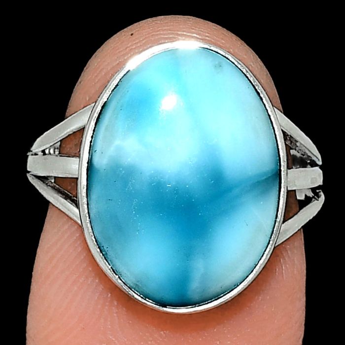 Larimar (Dominican Republic) Ring size-7 EXR01290 R-1003, 12x16 mm