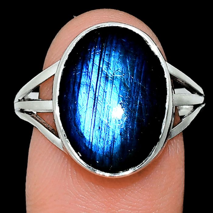 Blue Fire Labradorite Ring size-9.5 EXR01295 R-1003, 12x16 mm