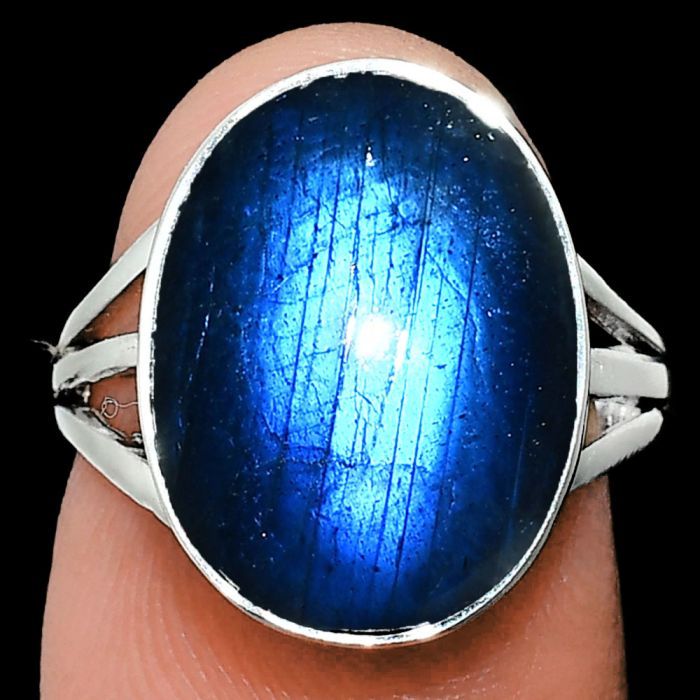 Blue Fire Labradorite Ring size-6 EXR01298 R-1003, 12x16 mm