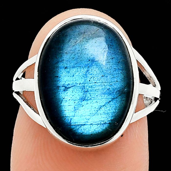 Blue Fire Labradorite Ring size-7 EXR01299 R-1003, 12x16 mm