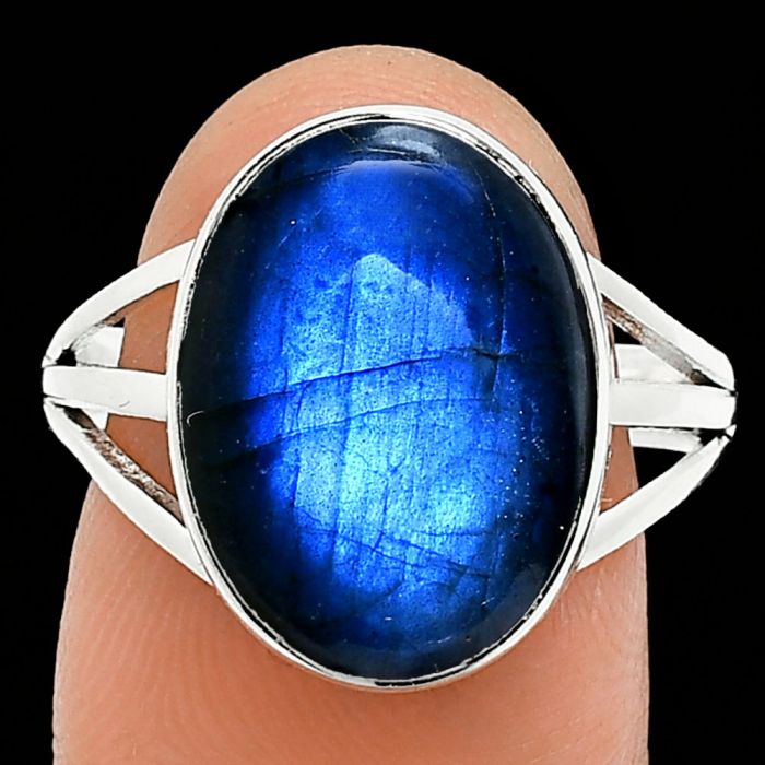 Blue Fire Labradorite Ring size-9 EXR01303 R-1003, 12x16 mm