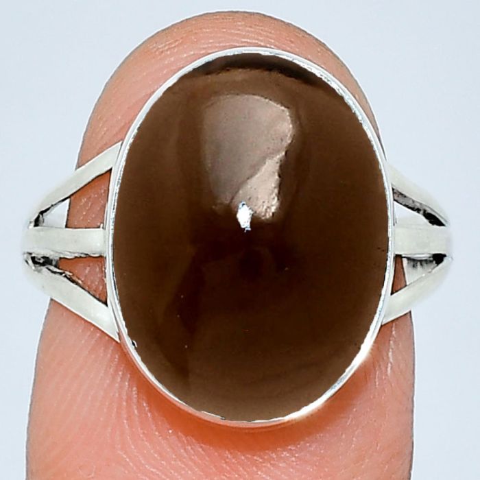 Smoky Quartz Cab Ring size-8 EXR01306 R-1003, 12x16 mm