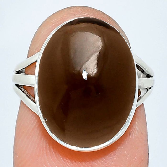 Smoky Quartz Cab Ring size-6 EXR01307 R-1003, 12x16 mm