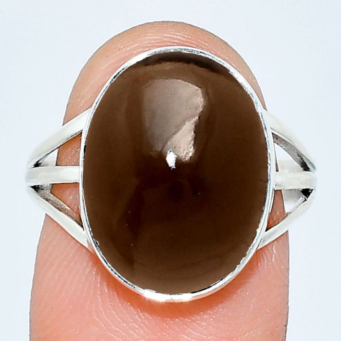 Smoky Quartz Cab Ring size-8 EXR01309 R-1003, 12x16 mm