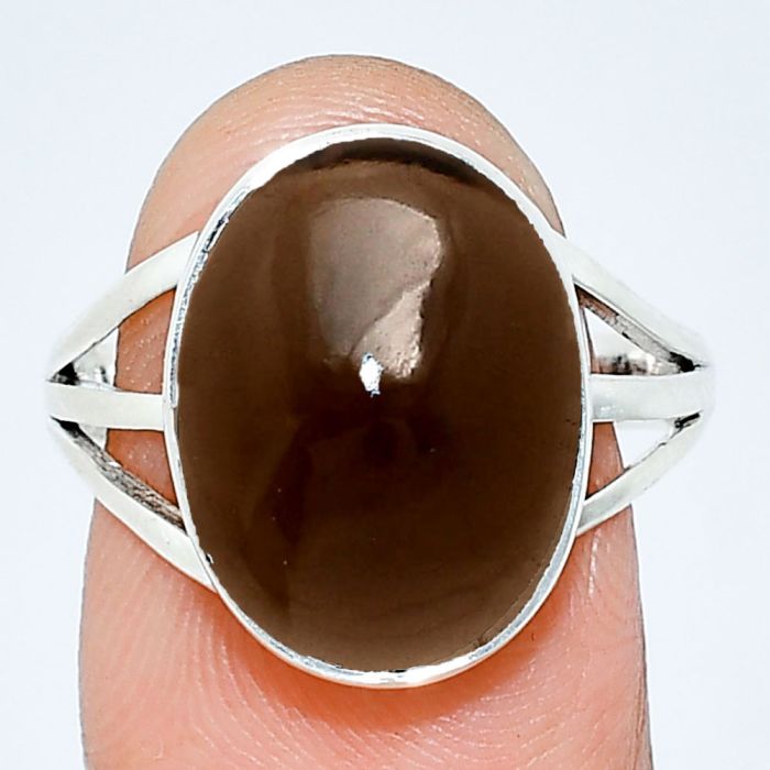 Smoky Quartz Cab Ring size-9 EXR01314 R-1003, 12x16 mm