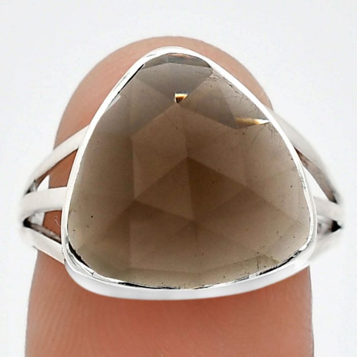 Smoky Quartz Checker Ring size-6.5 EXR01325 R-1003, 14x14 mm