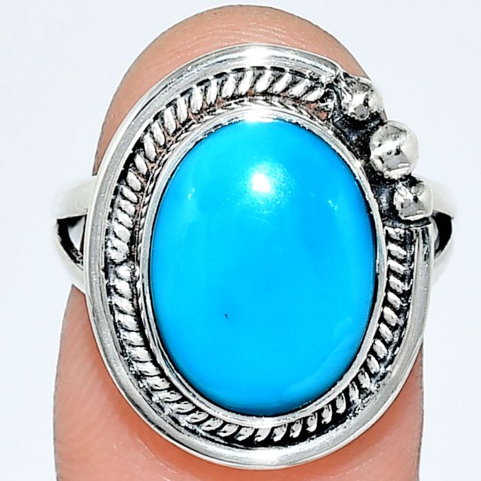 Sleeping Beauty Turquoise Ring size-7 EXR01327 R-1148, 10x14 mm