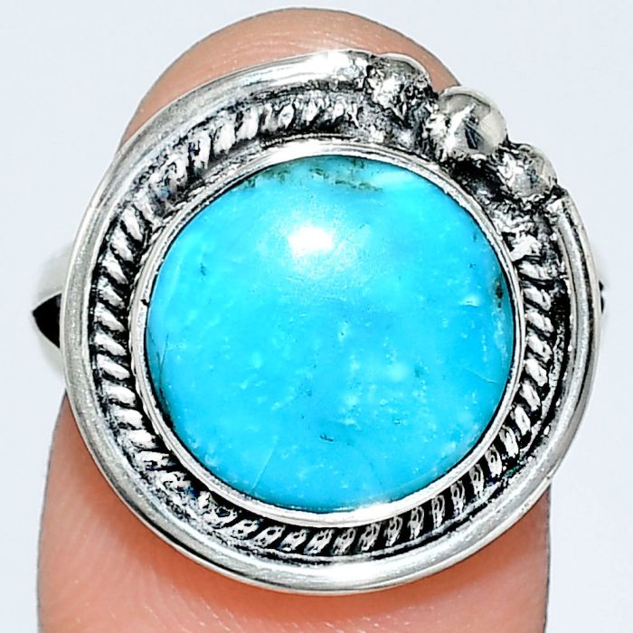 Sleeping Beauty Turquoise Ring size-7.5 EXR01331 R-1148, 12x12 mm