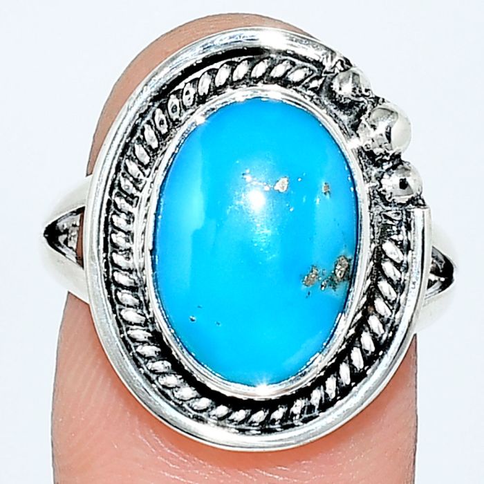 Sleeping Beauty Turquoise Ring size-8 EXR01336 R-1148, 10x14 mm