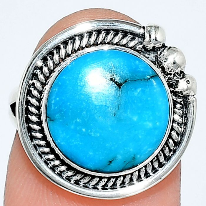 Sleeping Beauty Turquoise Ring size-6 EXR01341 R-1148, 12x12 mm