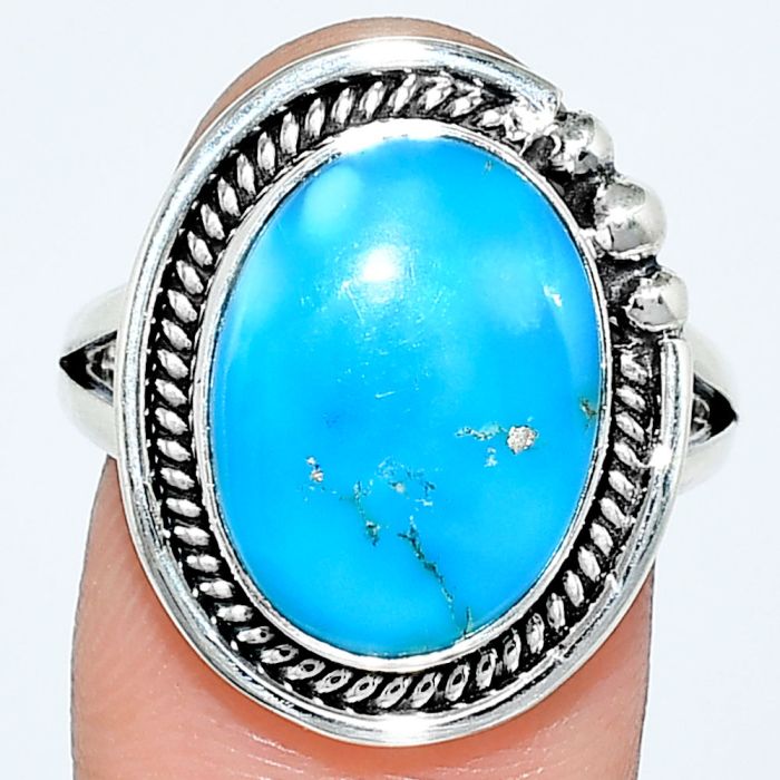 Sleeping Beauty Turquoise Ring size-9 EXR01344 R-1148, 11x15 mm