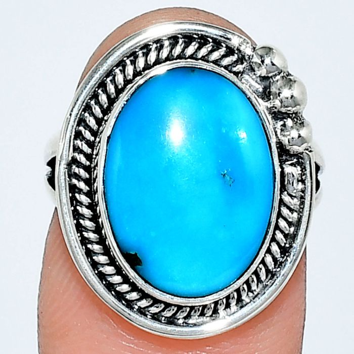 Sleeping Beauty Turquoise Ring size-6 EXR01347 R-1148, 11x15 mm