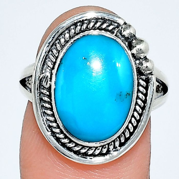 Sleeping Beauty Turquoise Ring size-8 EXR01348 R-1148, 10x14 mm